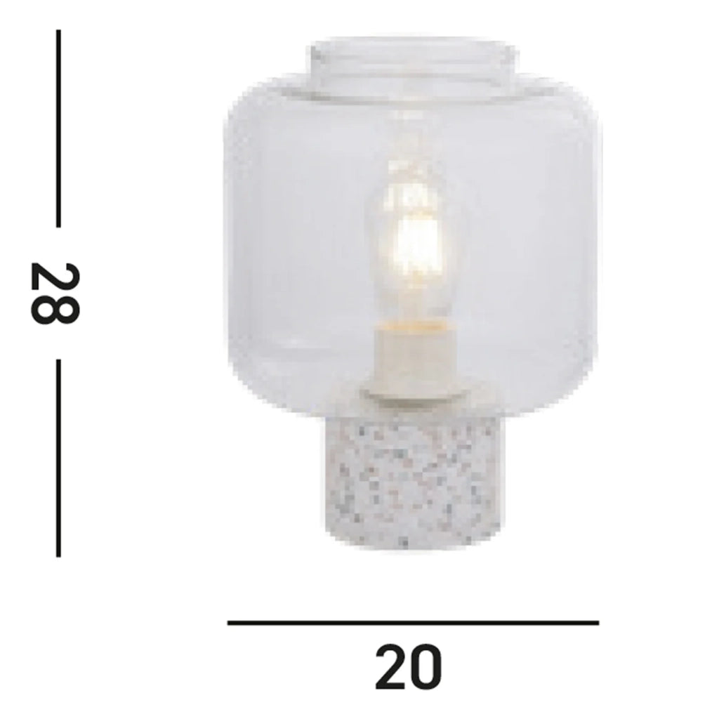Abatjour Contemporaneo Nave Cemento Bianco Vetro Trasparente 1 Luce E27