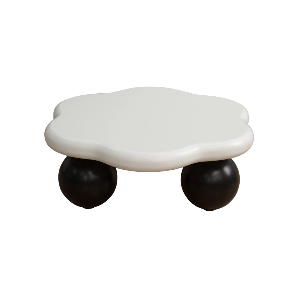 Tavolino a nuvola 80 cm bianco e nero con gambe sferiche