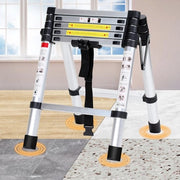Scala Telescopica in Alluminio con Barra di Equilibrio - 1,4m + 1,7m - Finestra in Acciaio Inox con Finestra Zinata