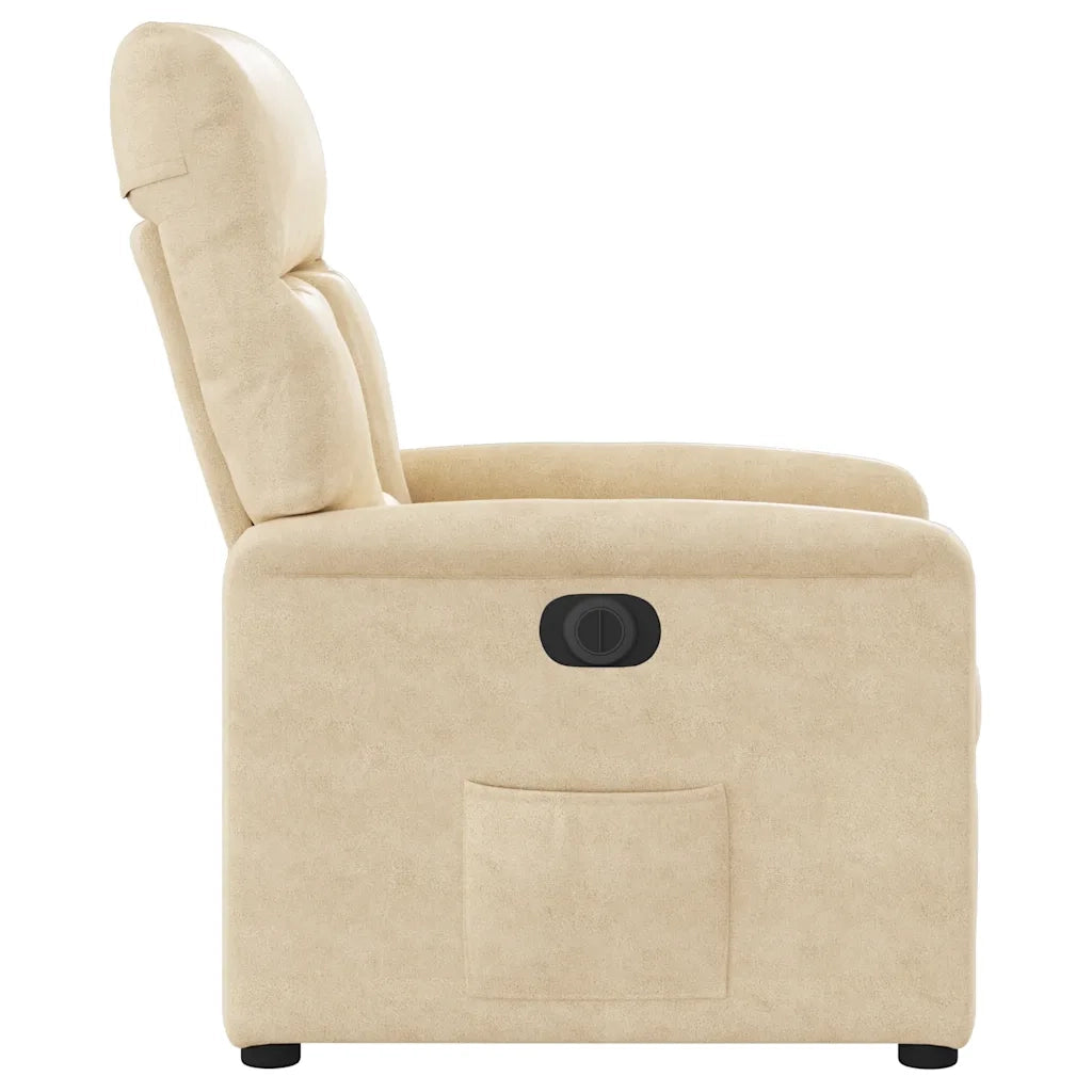Divano Sedia-Poltrona Reclinabile Elettrica Crema in Tessuto di Microfibra 480578