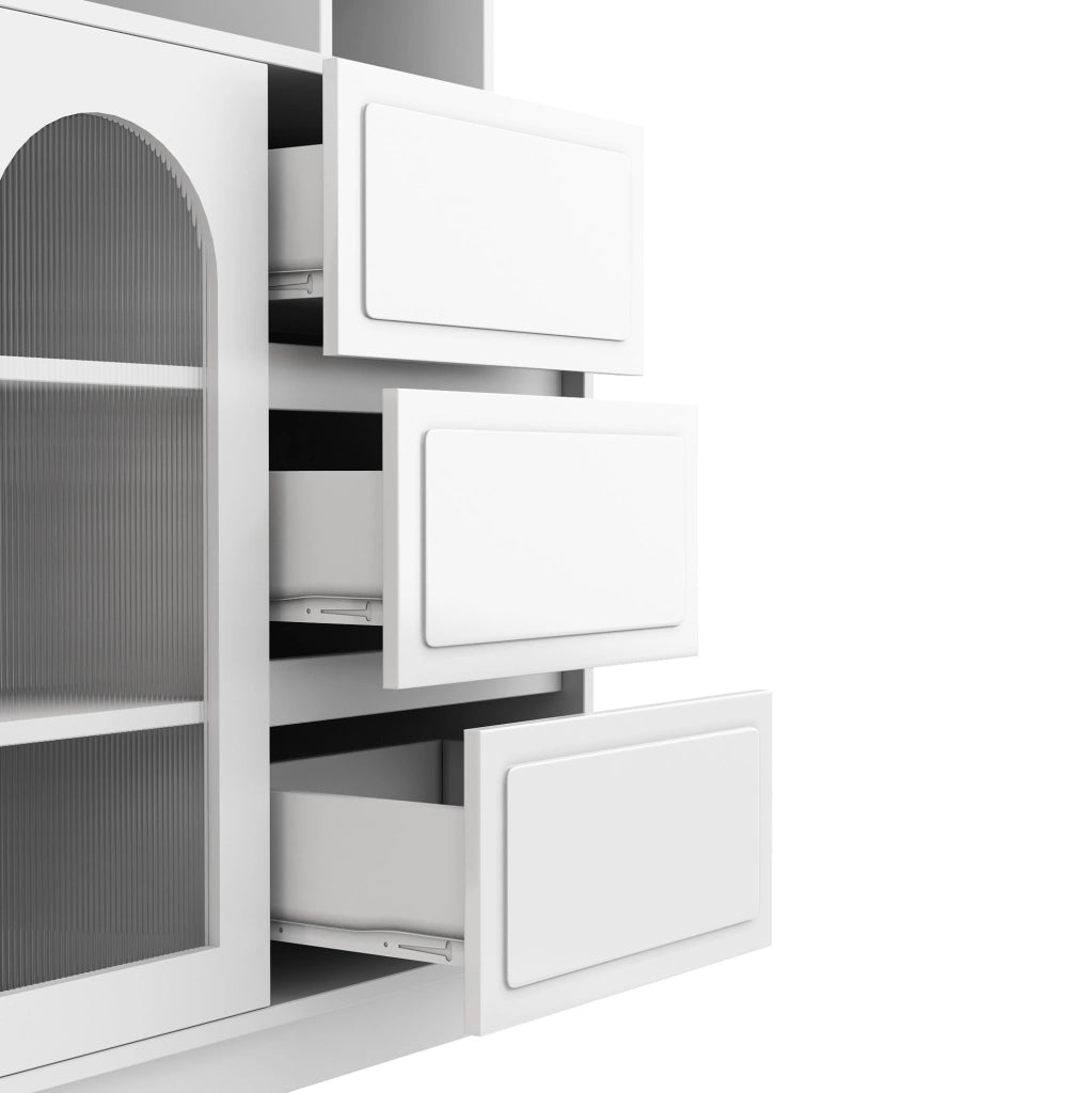 Credenza alta con ante in acrilico e luce LED controllabile