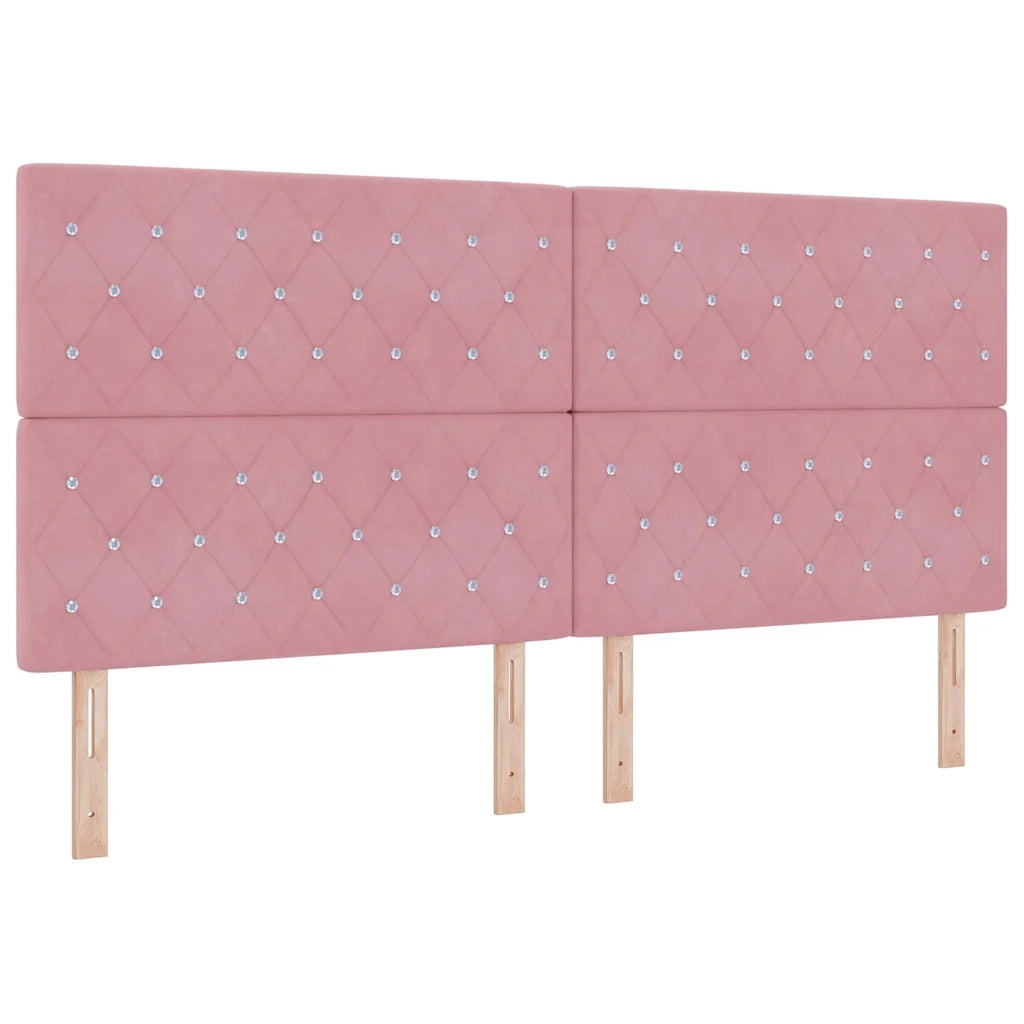 Letto a molle con testiera Rosa 200 x 200 cm Velluto