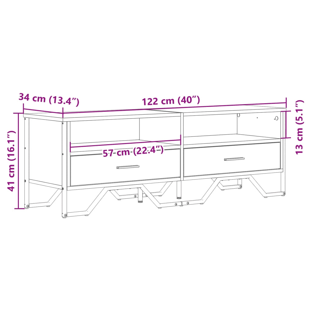 Mobile Porta TV Grigio Sonoma 122x34x41cm in Legno Multistrato 848582