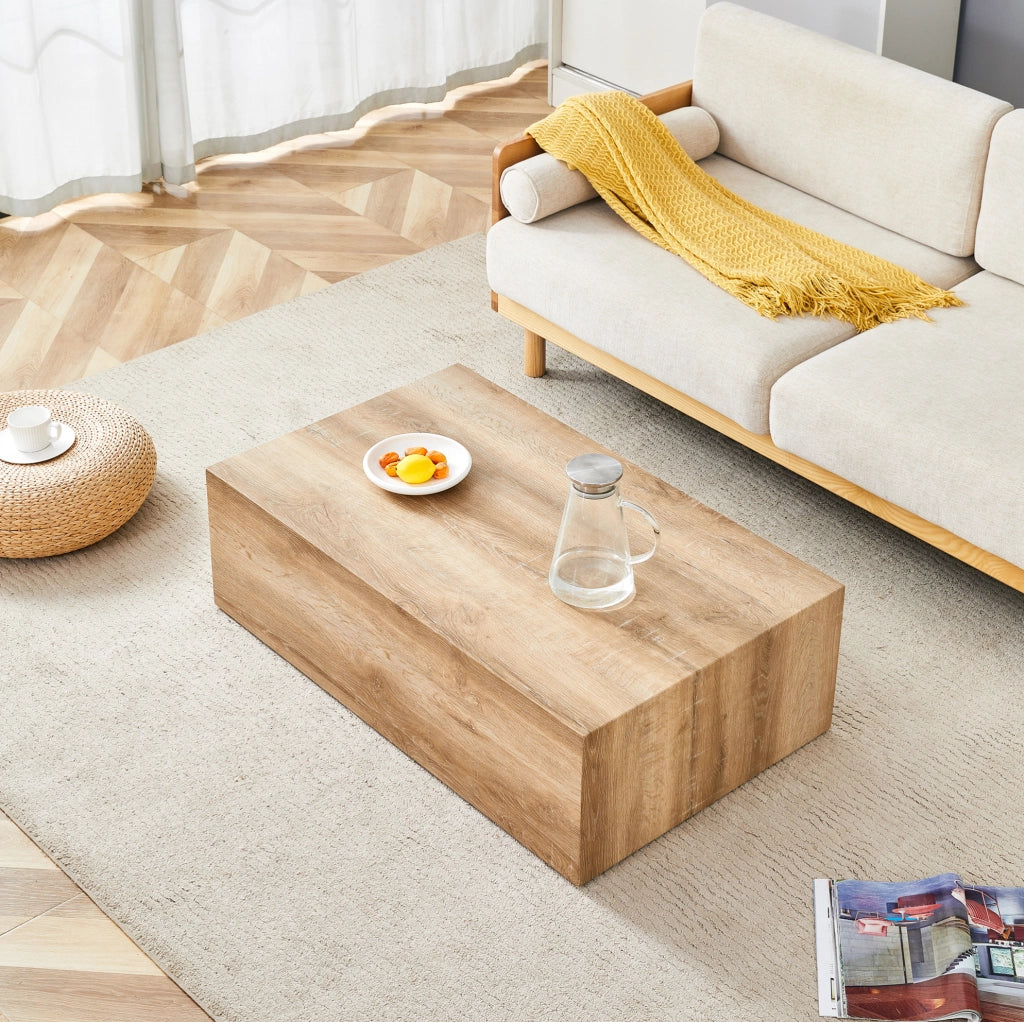 Tavolino Rettangolare in MDF con Effetto Venatura Legno 90x50x30 cm, Design Minimalista, Piedini Antiscivolo