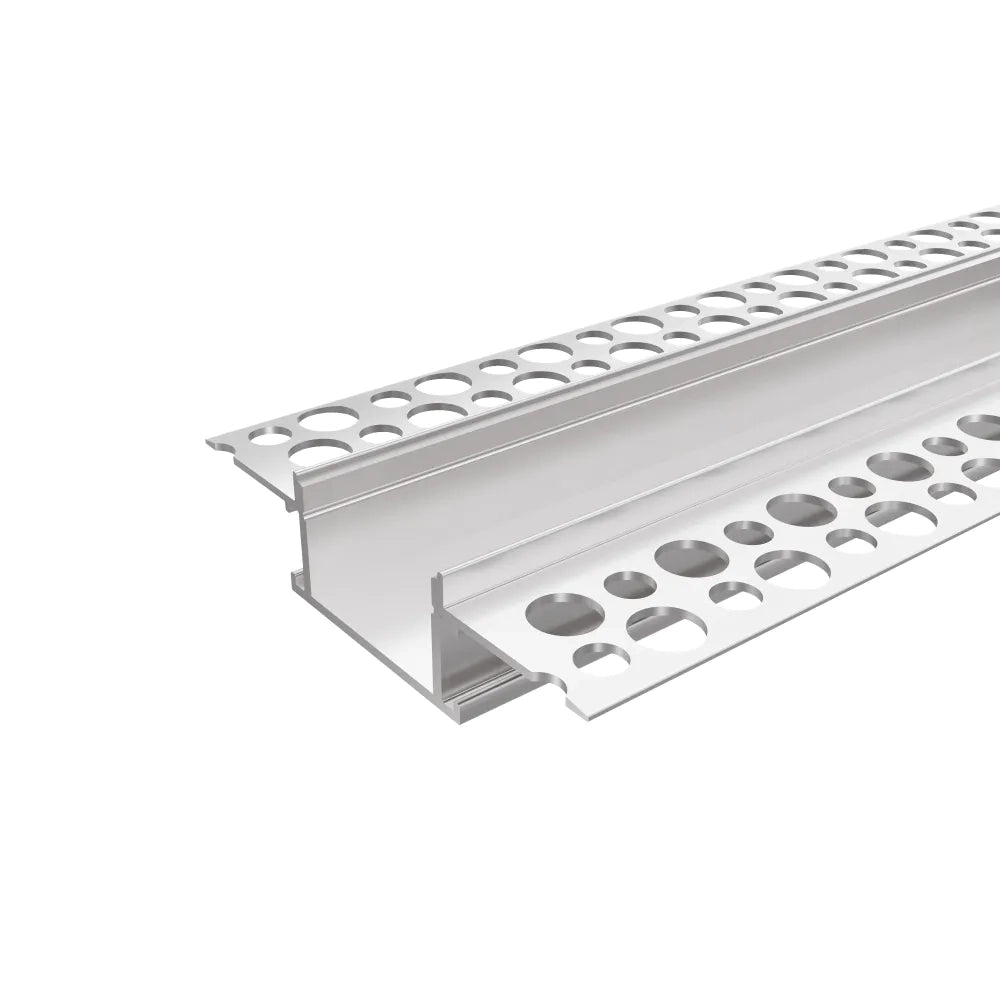 Profilo da incasso in alluminio silver 2mt per cartongesso per doppia striscia led