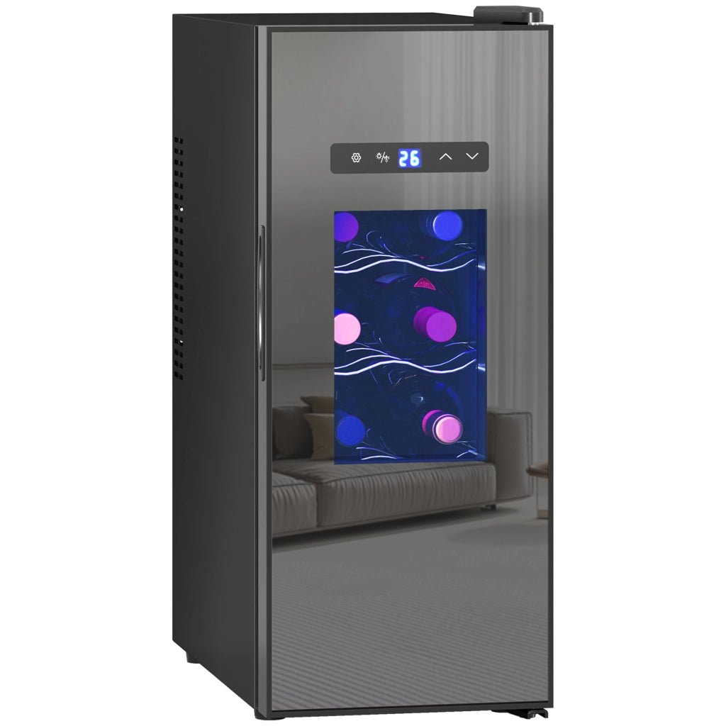 Cantinetta vino 12 bottiglie 30L termoelettrica silenziosa con porta in vetro display digitale e luce LED nero