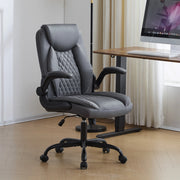 Sedia da ufficio ergonomica con supporto lombare e braccioli ribaltabili in similpelle grigia