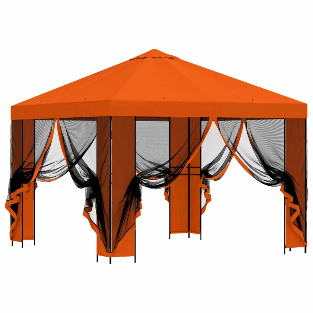 Gazebo | Pergolato da giardino con pareti laterali 3 x 3 m Arancione