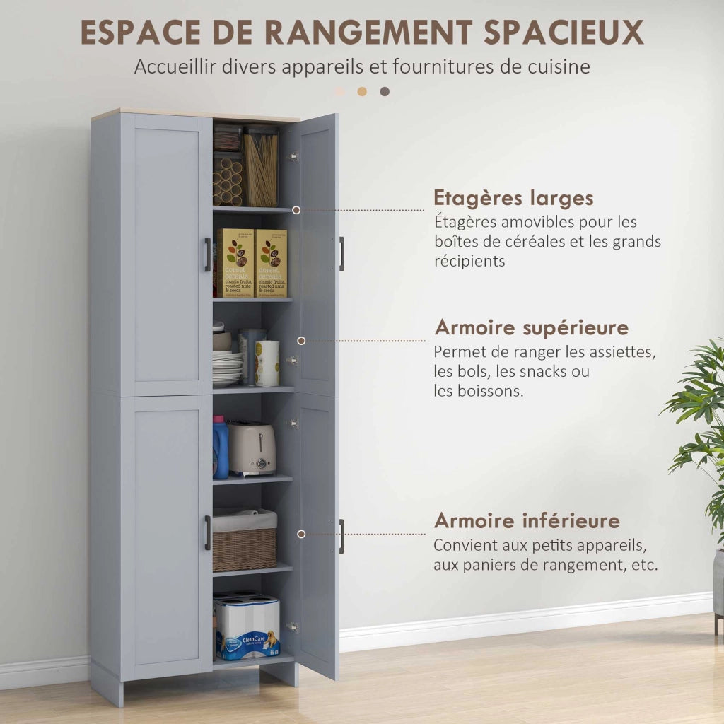 Armadio da Cucina con 4 Porte e Ripiani ¨C Minimal ¨C Grigio 170 cm
