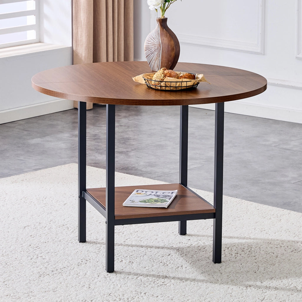Tavolo da pranzo 4 posti con vano contenitore per cucina in MDF 100×100×77 cm noce