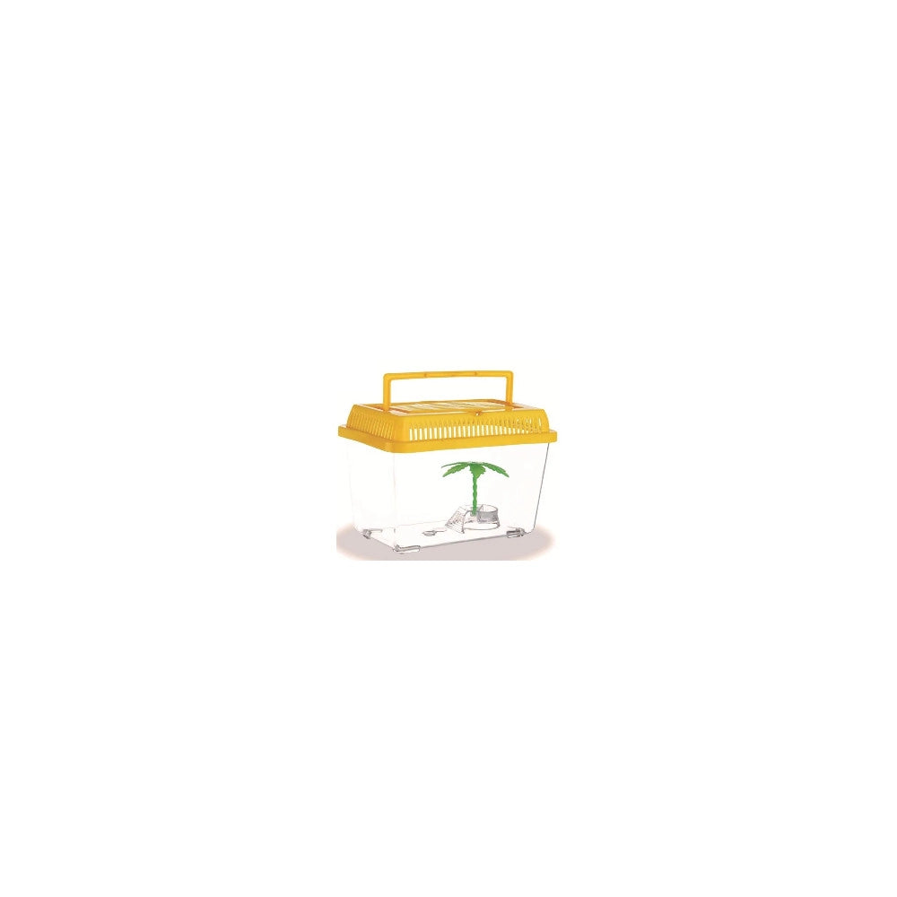 Trade Shop - Acquario Vaschetta Pesci Tartarughe Coperchio Maniglia Presa Aria 21x13.5x14 Cm -
