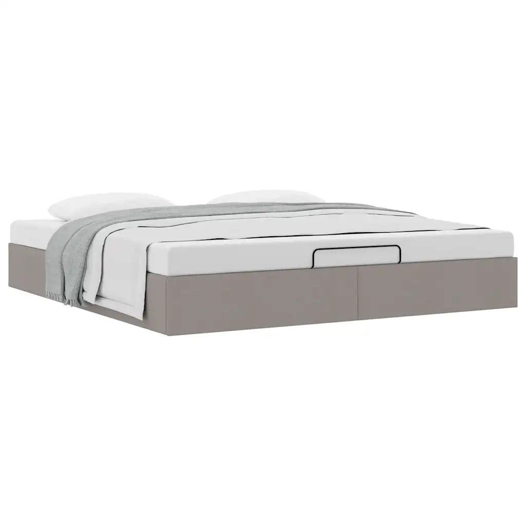 Struttura Letto Pouf senza Materasso-Giroletto con contenitore Tortora 180x200 cm Tessuto