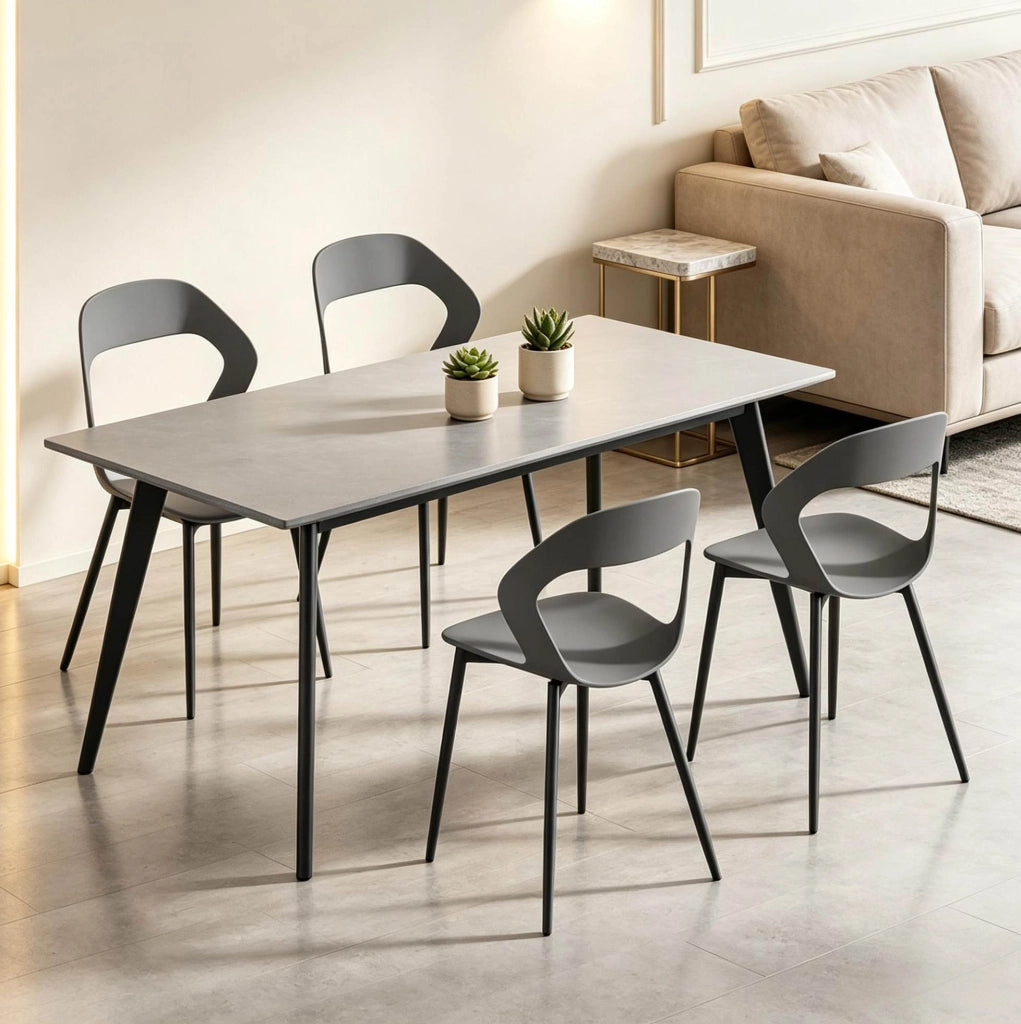 SEDIE da Pranzo Ergonomiche Set da 4 Grigie in PP e Metallo