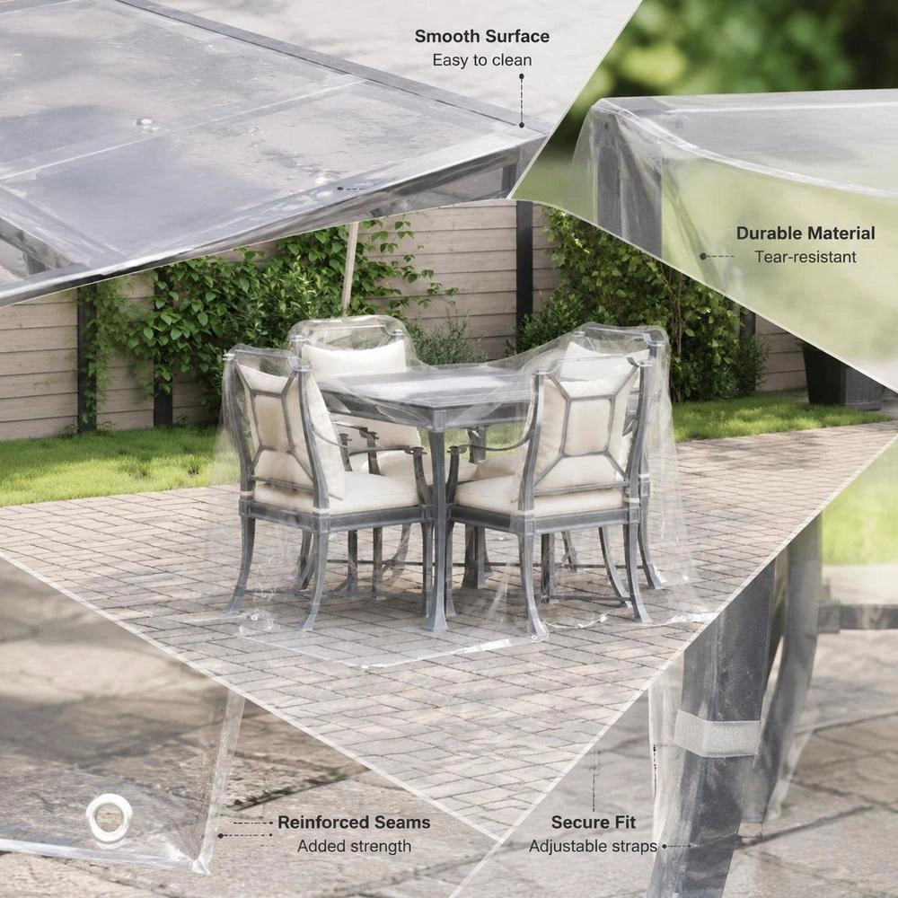 Telo trasparente con occhielli, 2x2 m, in PVC, compatto e resistente, ideale per esterni, giardino e balcone