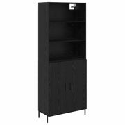Credenza | Madia | Buffet da pranzo | Armadio da pranzo Rovere Nero 69,5 x 34 x 180 cm Legno multistrato