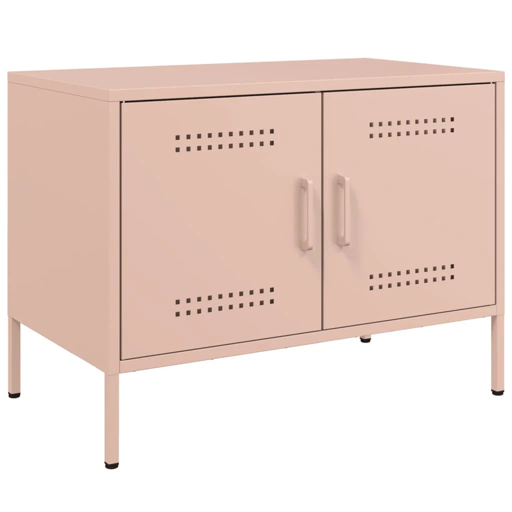 Mobile TV multimediale scaffale TV credenza mobile TV sala da pranzo soggiorno camera da letto 2 pezzi rosa 68 x 39 x 50,5 cm acciaio rosa 02_0028649