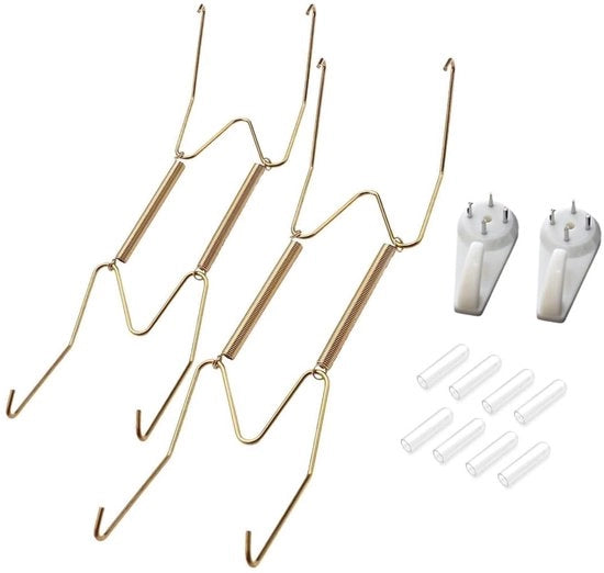 Set di 2 sospensioni per piatti - per piatti da 19-20 cm - sospensioni per piatti in acciaio inossidabile - regolabili - fissaggio invisibile - sospensione per piatti