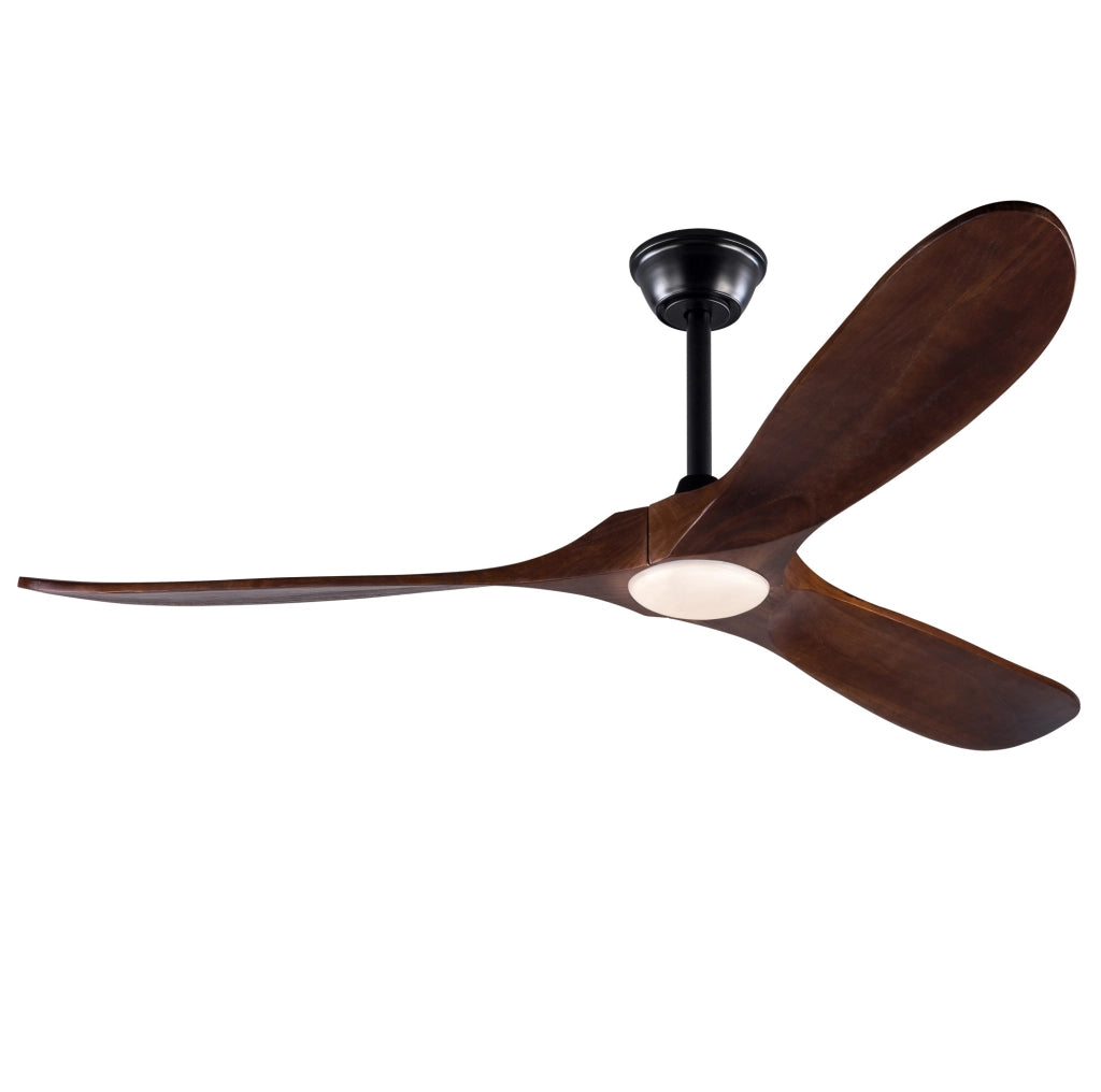 Ventilatore da 60 pollici con illuminazione LED regolabile, 3 pale in legno massello di noce, controllo remoto, 6 velocità e funzionalità reversibile