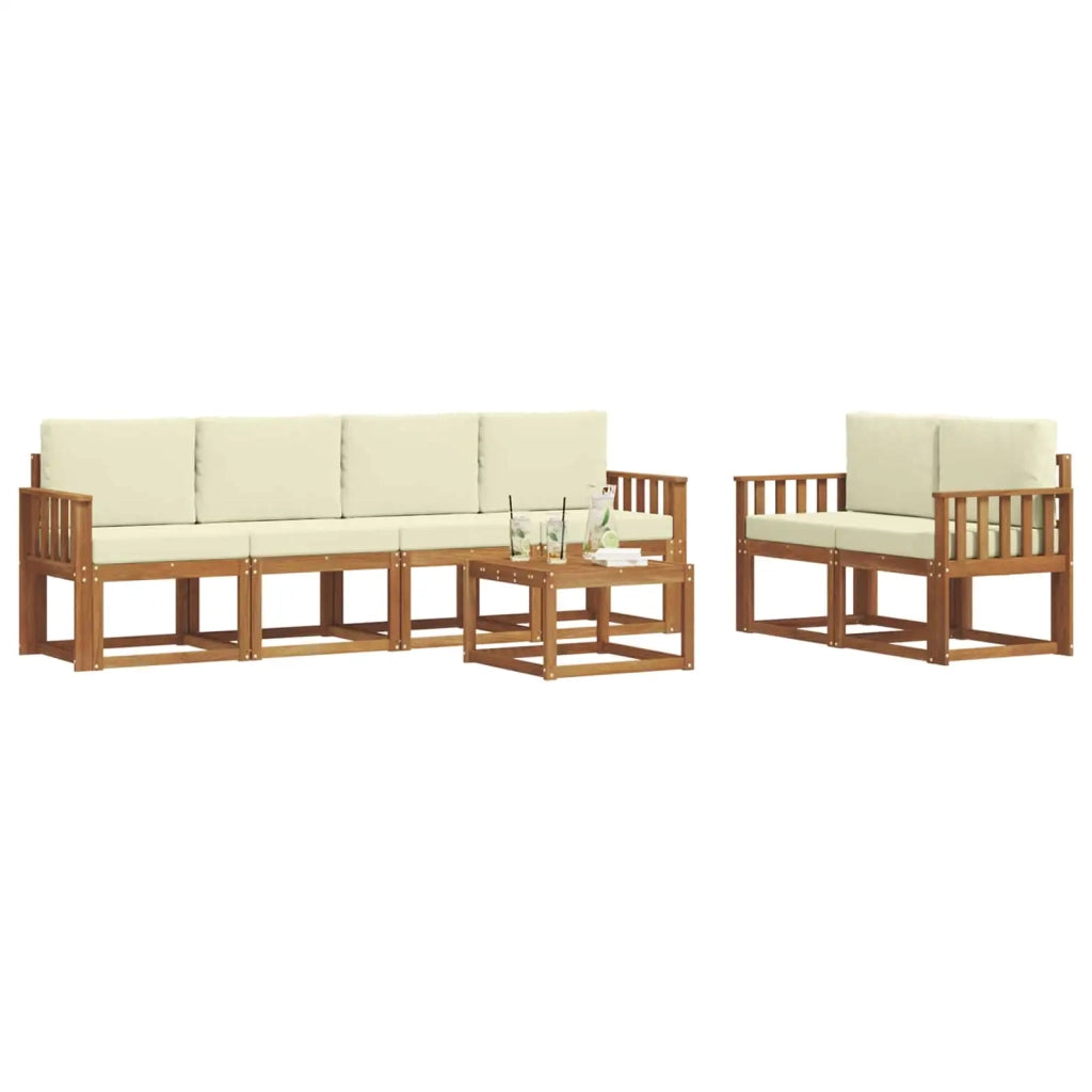 Set di divani da esterno con cuscino 7 pcs Naturale e Crema 3366038