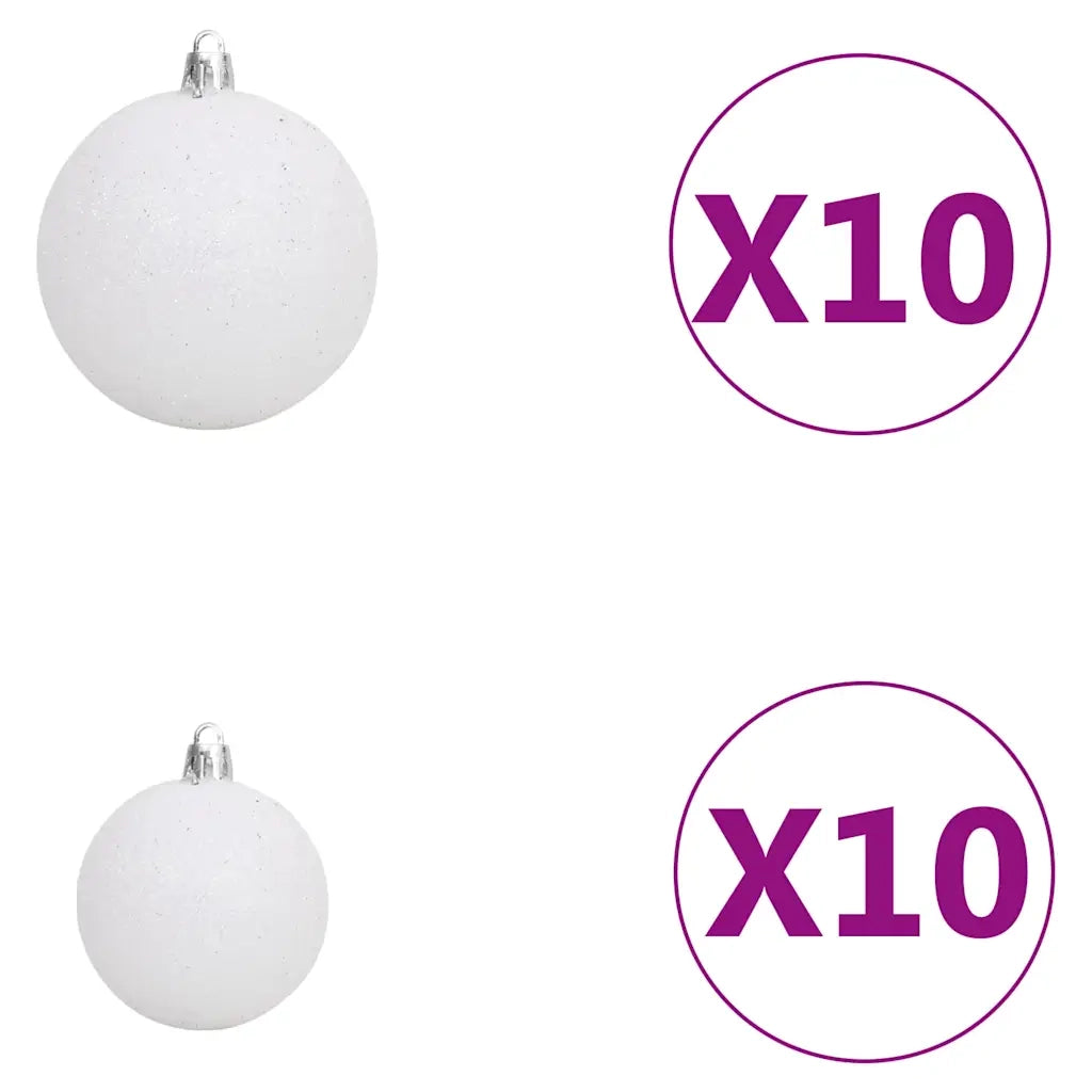 Albero di Natale Preilluminato con Palline Bianco 210 cm 3077721