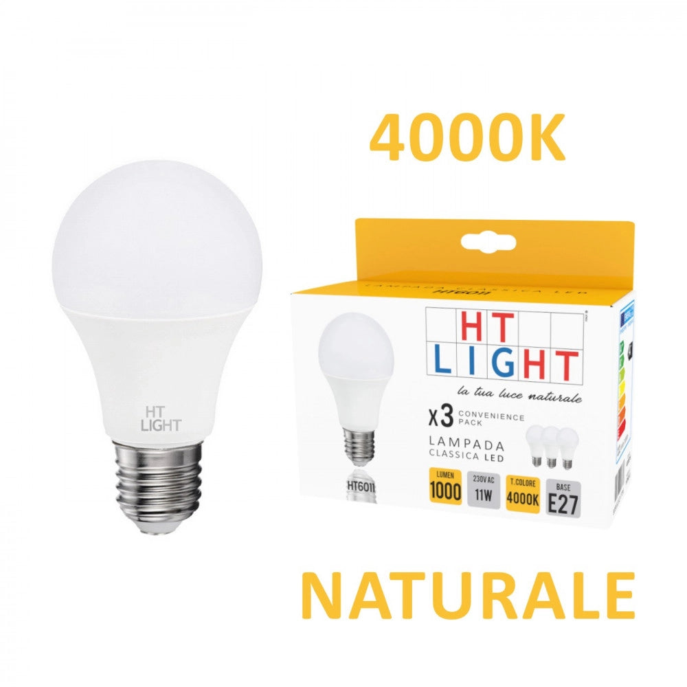 Alca power a60 11w 220v 1000lm 4000k e27 lampada a led box da 3pz