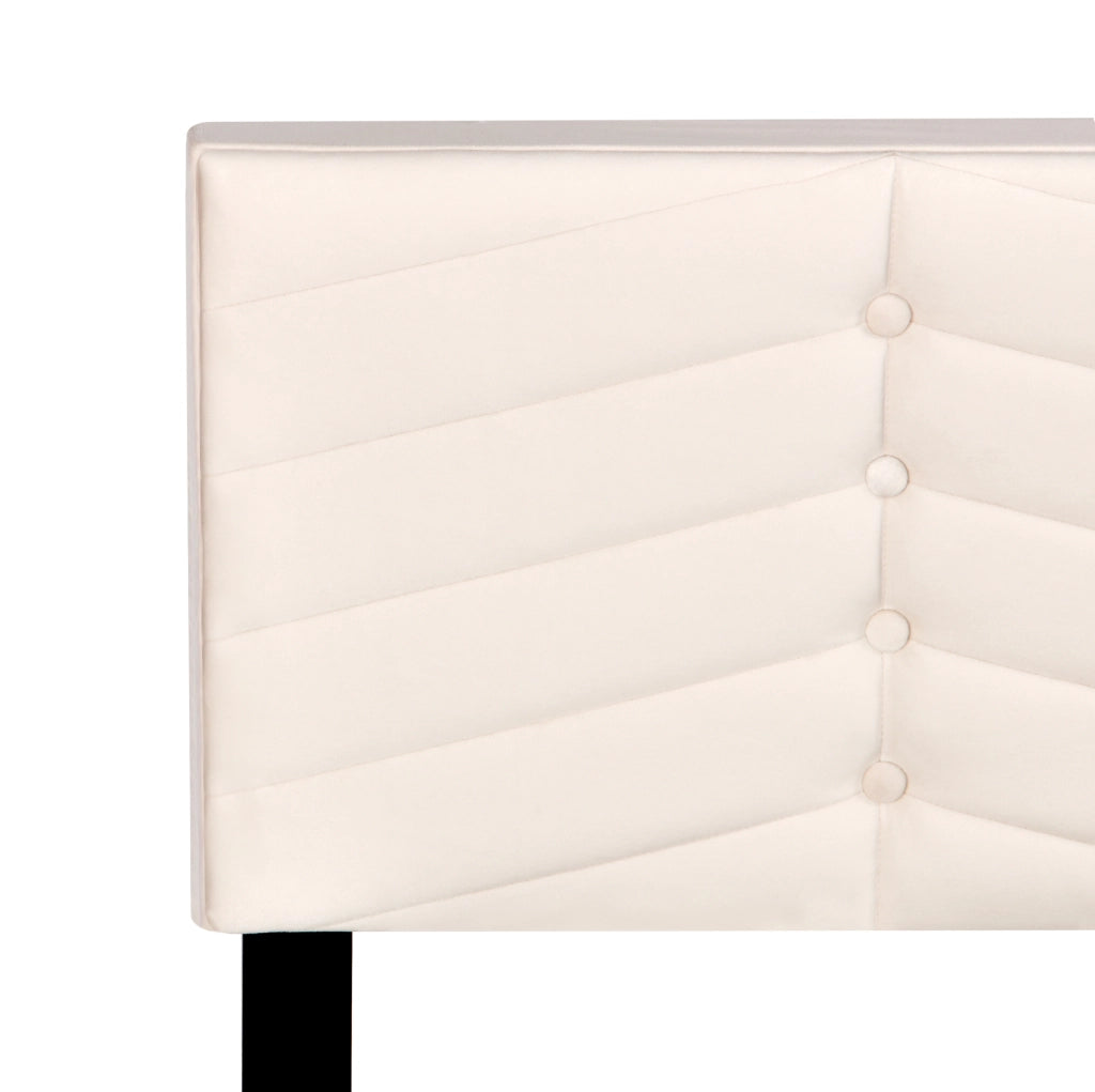 Letto imbottito 140x200 cm in velluto beige con rete a doghe e testiera regolabile