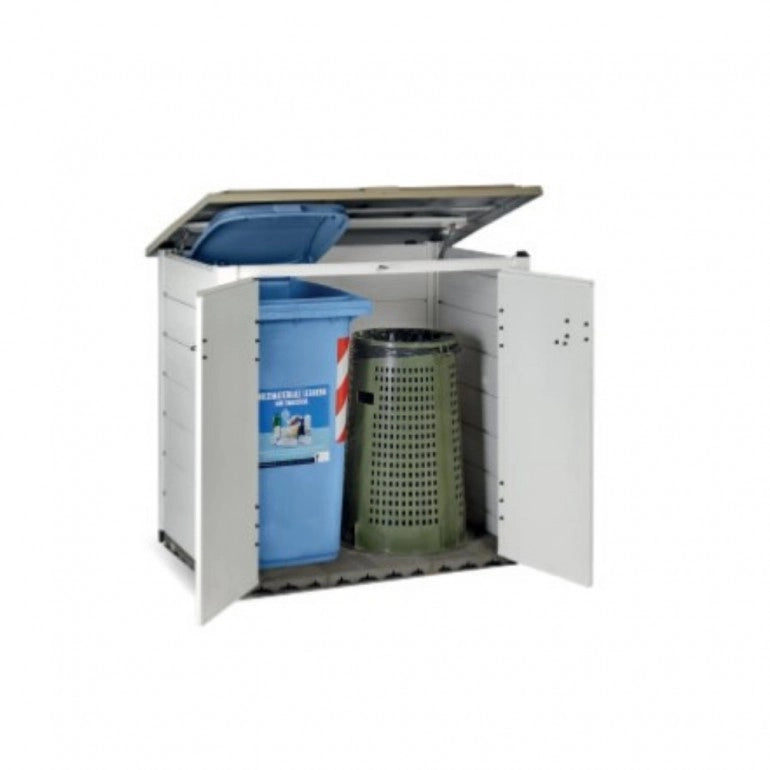 Box da Giardino in Resina Box Evo 100, con Pavimentazione inclusa, 131x88x133h cm