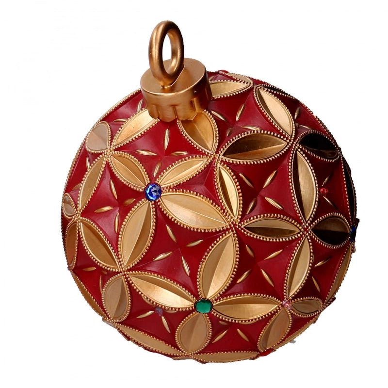 Sfera resina oro e con led rosso cm ø26h29,5