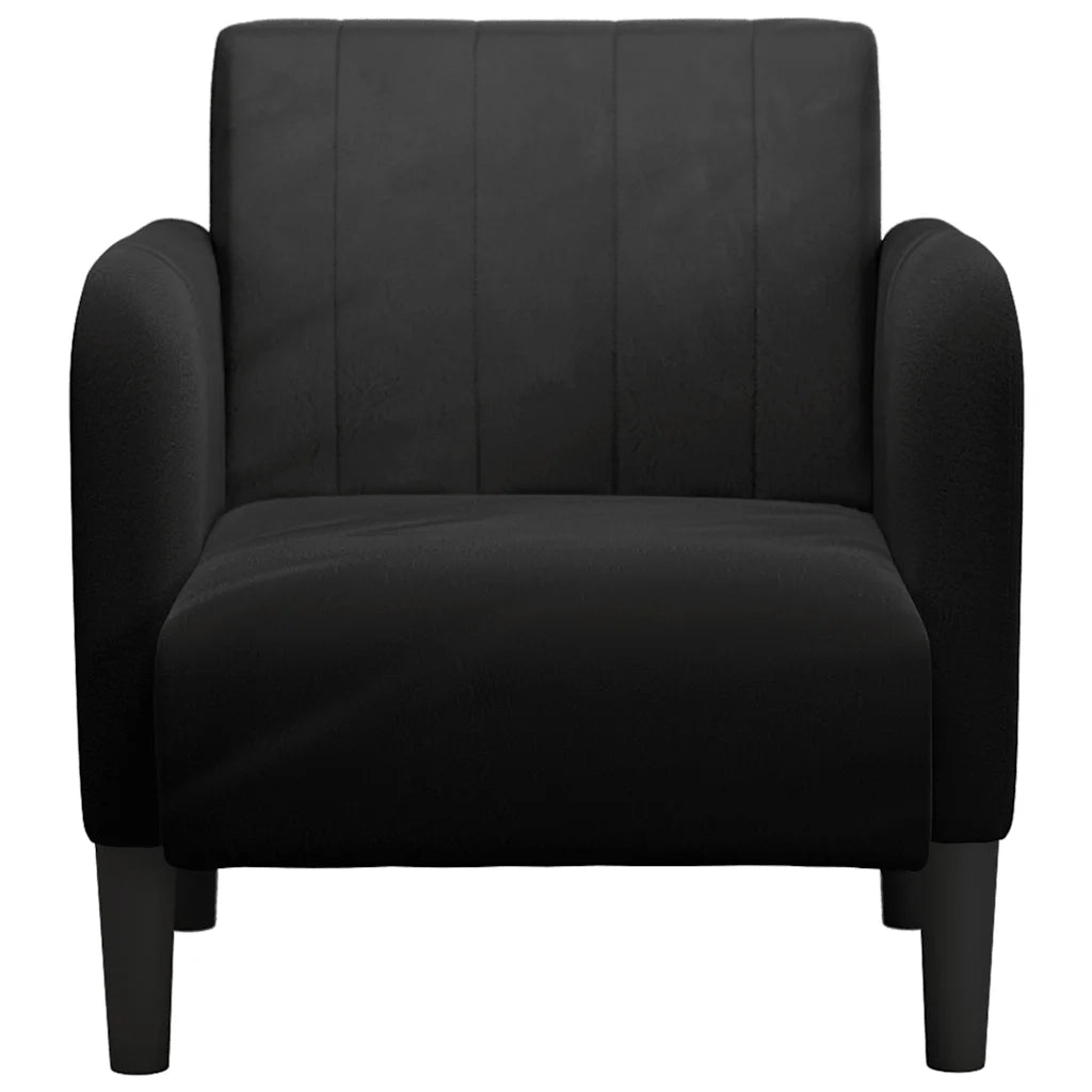 Divano Poltrona | Sedia con Braccioli Nero 54 cm in Velluto
