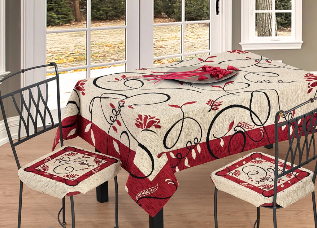 Copritavolo Salotto/Cucina Cinigliato Lavorazione Jacquard Modello Gold - 140x140 - Bordeaux