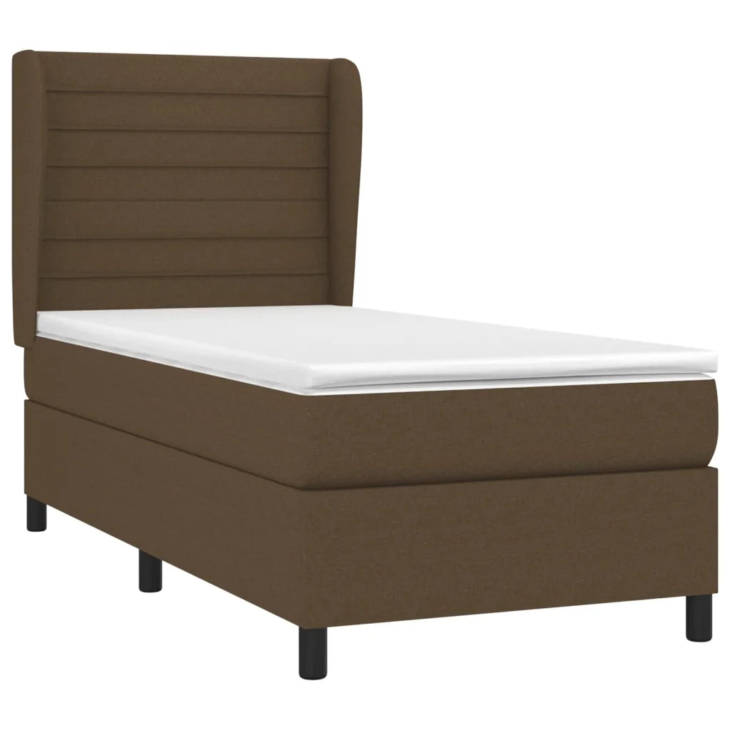 Giroletto a Molle con Materasso-Struttura Letto Marrone Scuro 80x200 cm Tessuto 141987
