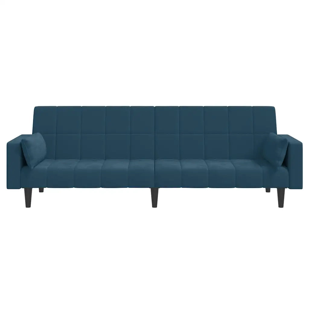 Divano letto | Sof¨¤ letto | Letto singolo a 2 Posti con 2 Cuscini Blu in Velluto