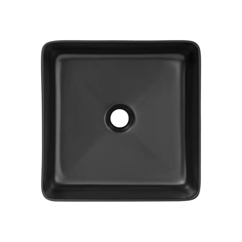 Lavabo da appoggio quadrato 37x37 cm in ceramica nera opaca