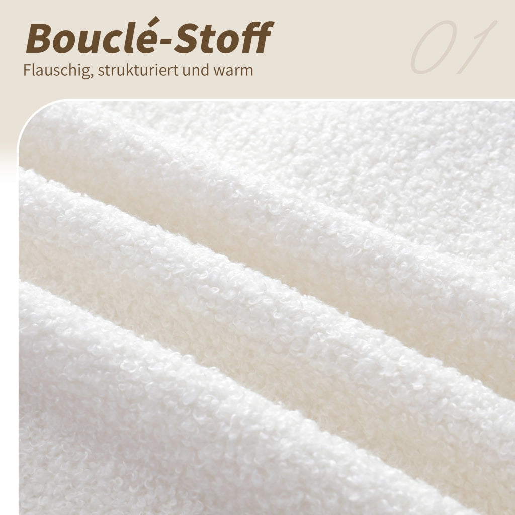 Letto contenitore 90 × 200 cm con testiera imbottita e rivestimento in bouclé beige