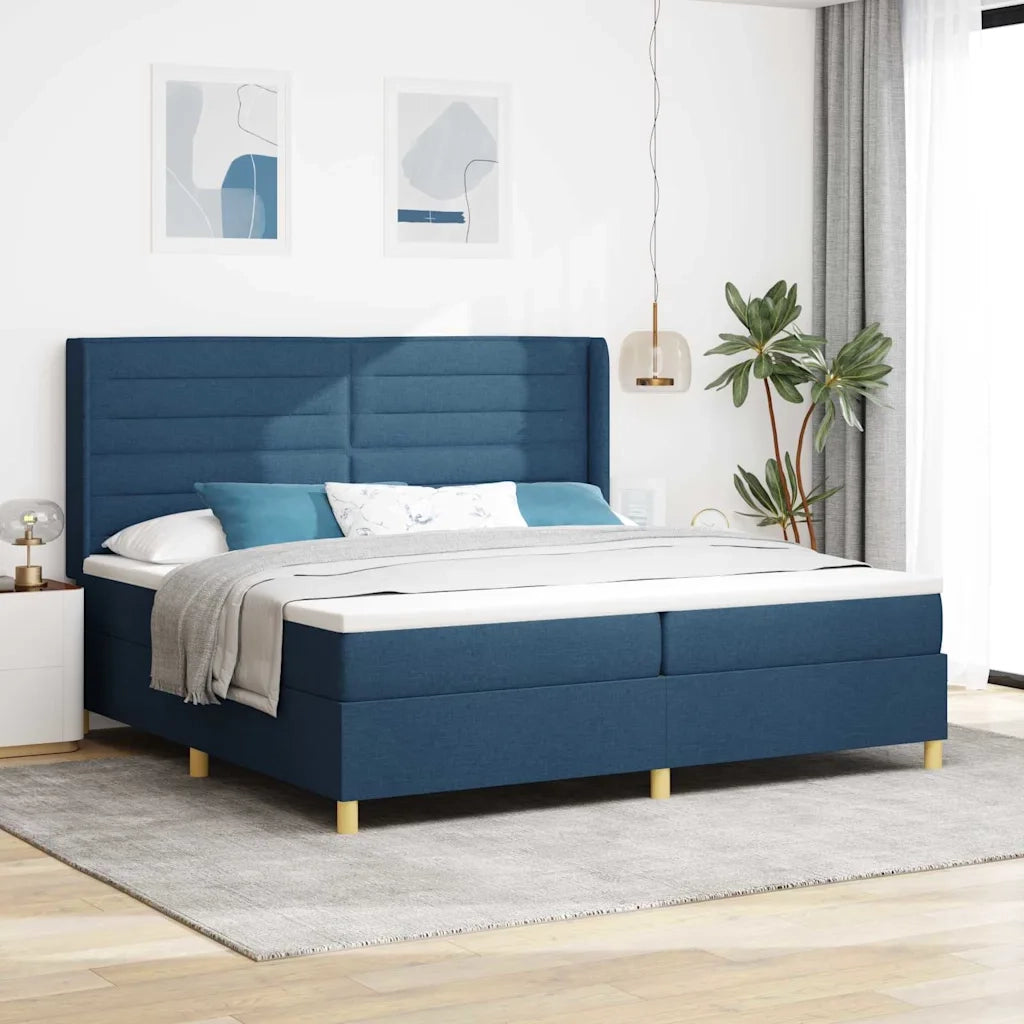 Letto a molle con materasso Blu 140 x 200 cm Tessuto