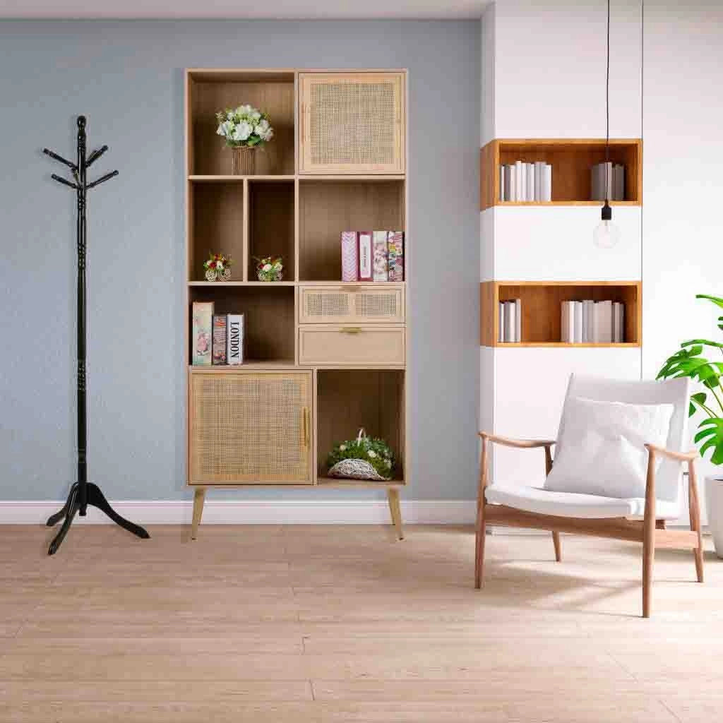 Scaffale in MDF e griglia, marrone, 90x37x189 cm