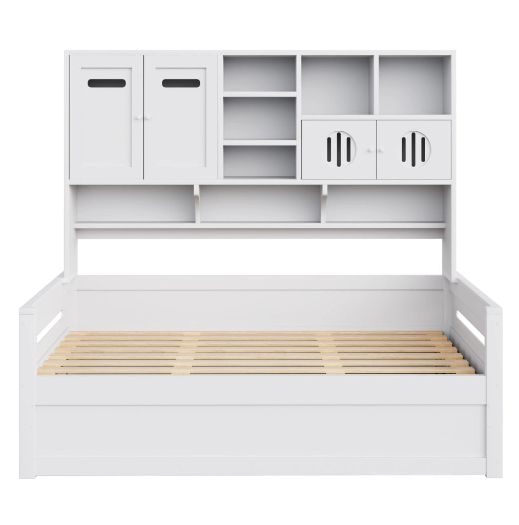 Letto multifunzionale 90x200 cm con vano contenitore e mensole