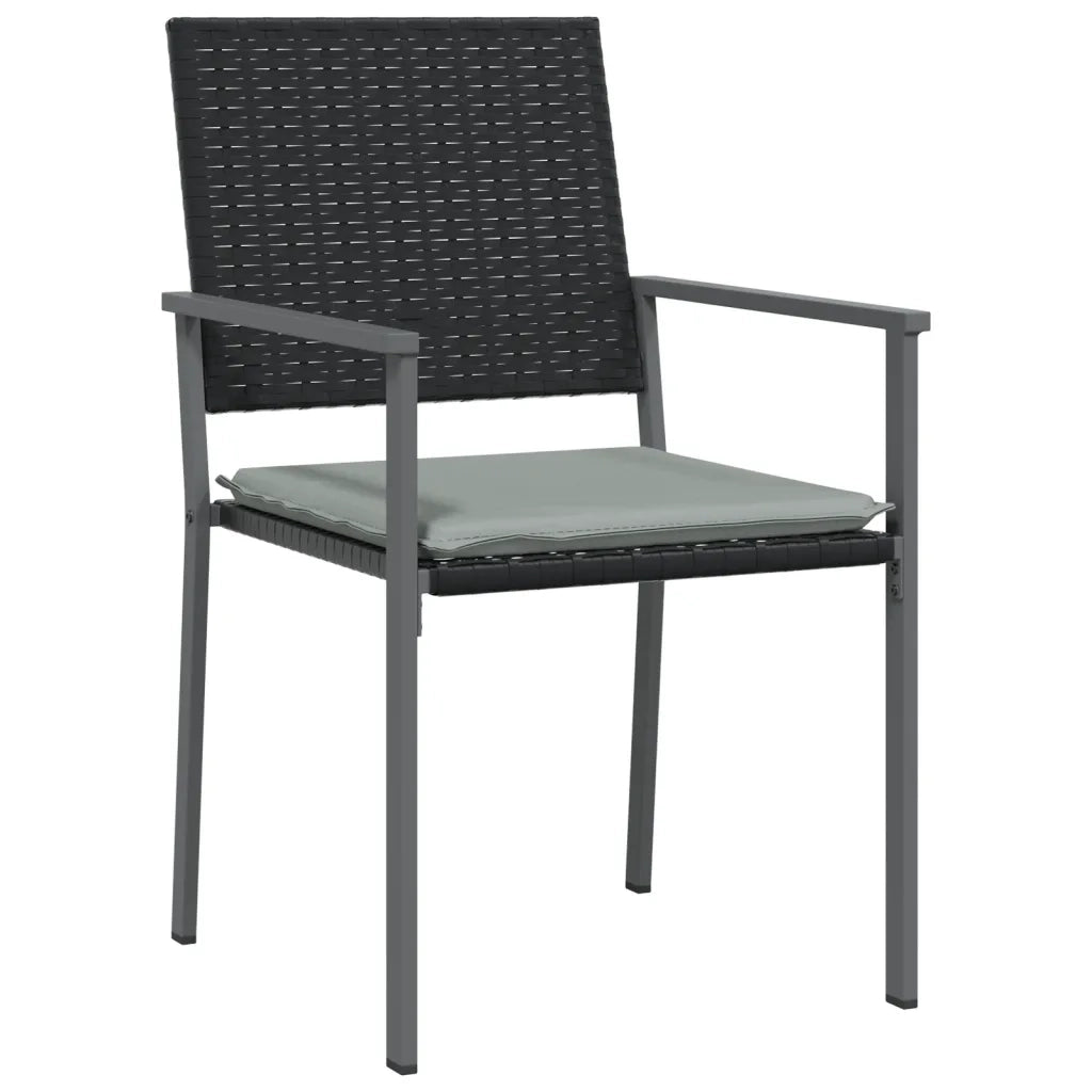 Sedie da Giardino con Cuscini 6pz Nere 54x62,5x89 cm Polyrattan 3187082