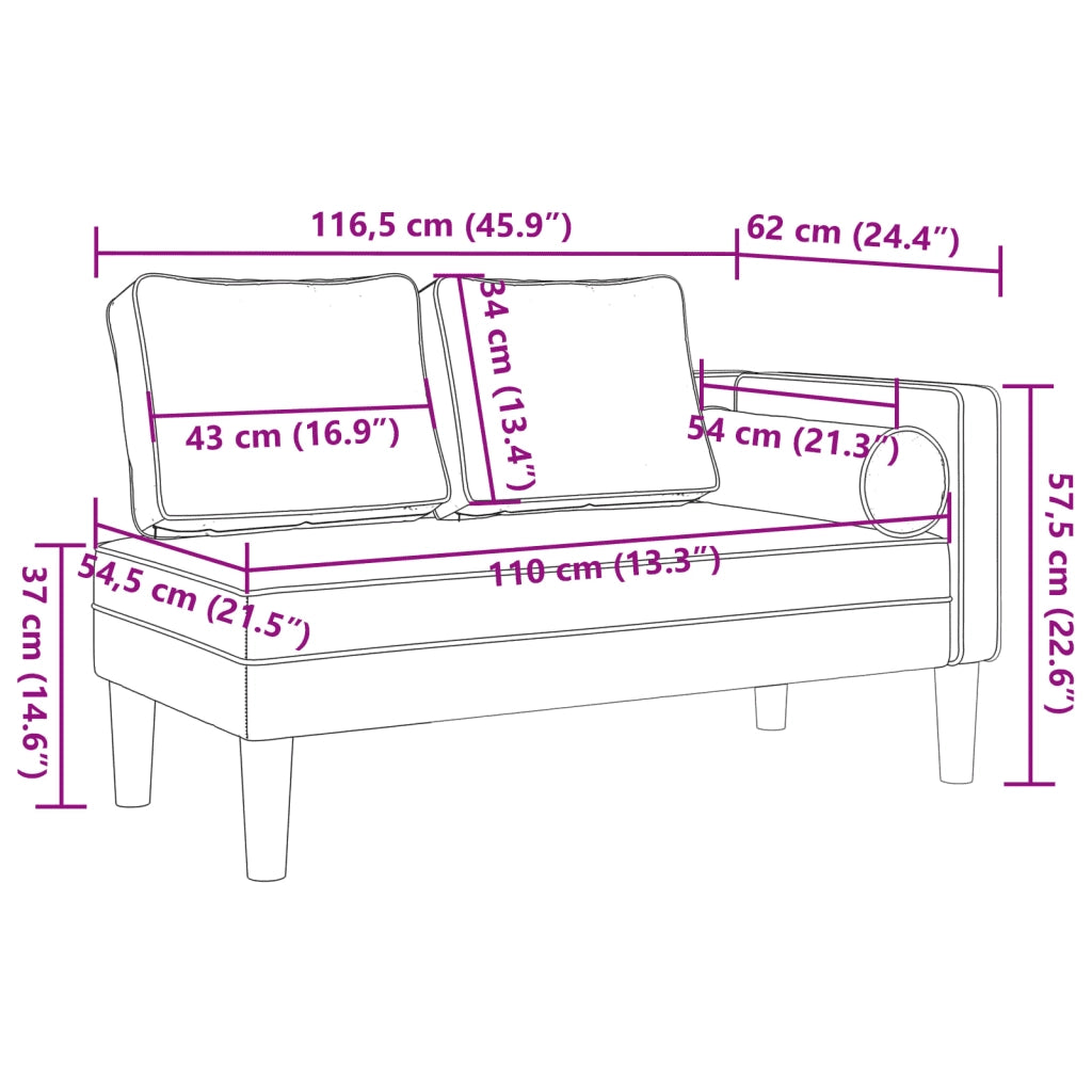 Chaise Lounge con Cuscini Nero in Velluto 4007576