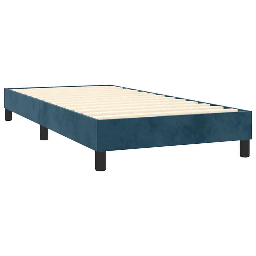 Letto singolo | Letto per adulti | Letto a Molle con Materasso e LED Blu Scuro 90x190cm in Velluto