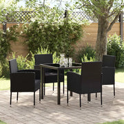 Set da Pranzo per Giardino 5 pz Nero polyrattan 3379934