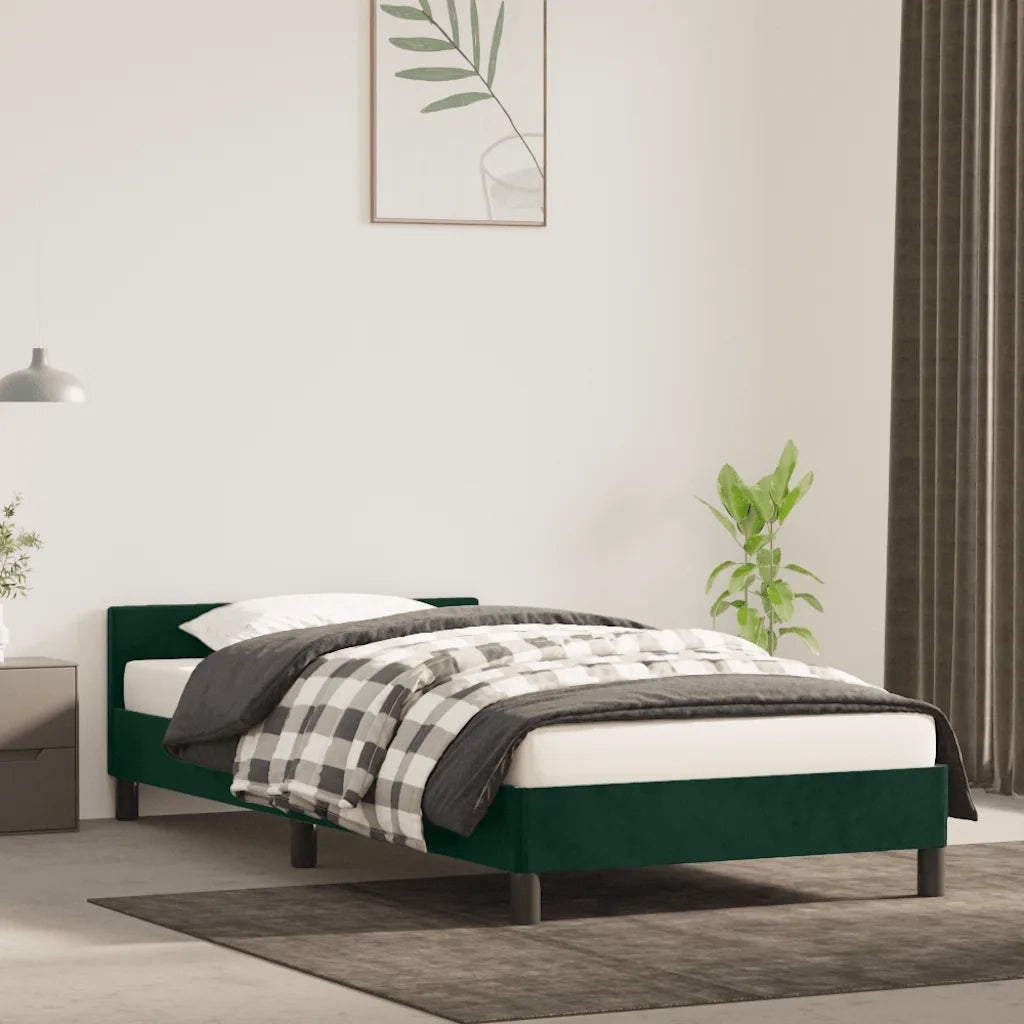 Letto singolo | Letto per adulti | Giroletto senza Materasso Verde Scuro 80x200 cm in Velluto