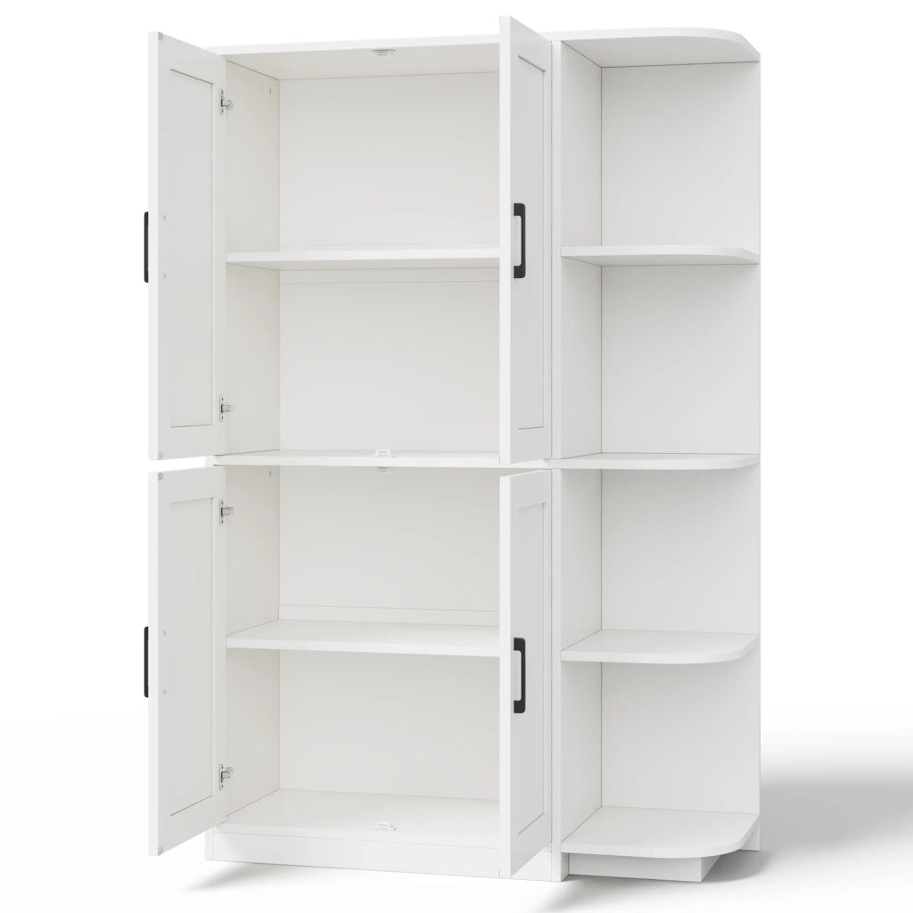 Armadio da cucina alto 103x40x163 cm, dispensa con 4 ante e 4 ripiani aperti, mensole regolabili per soggiorno e sala da pranzo