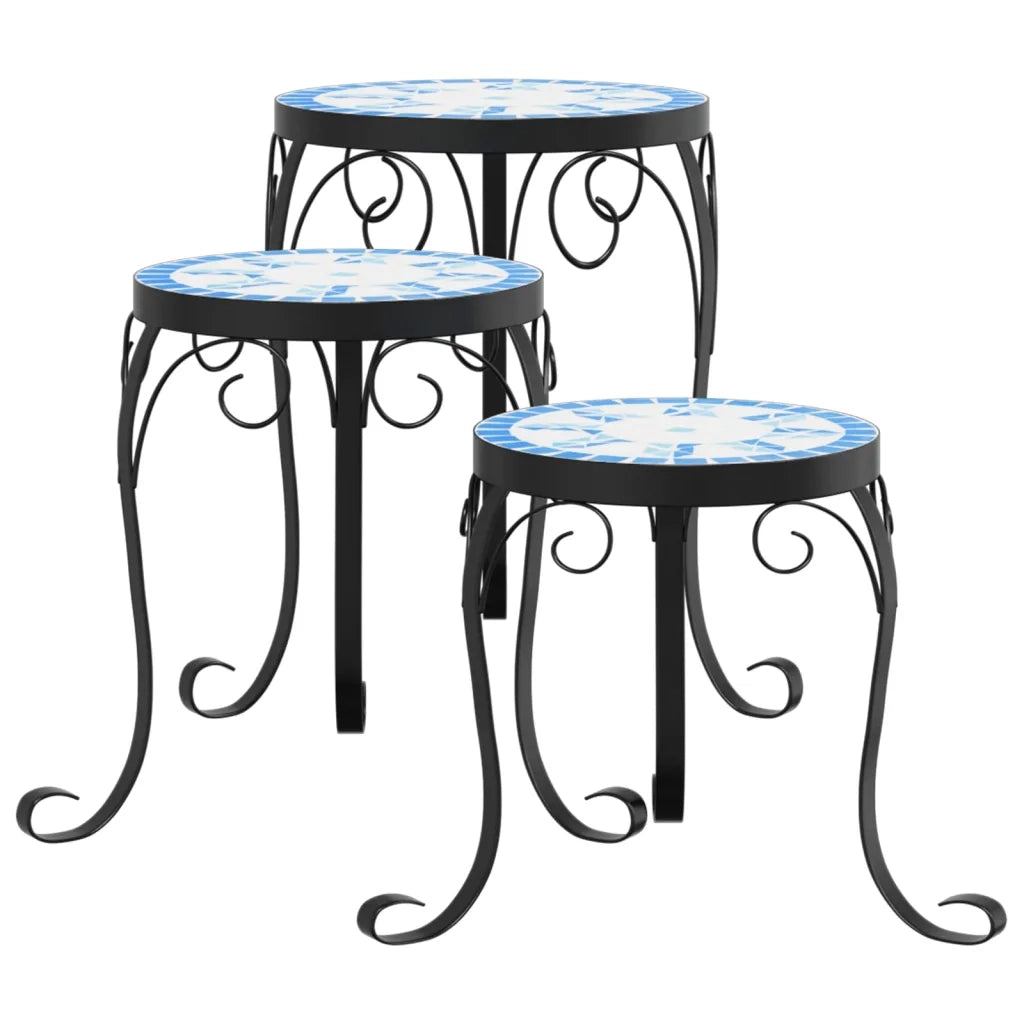 Supporti per piante | Sostegno per piante 3 pz Blu e Bianco in Ceramica