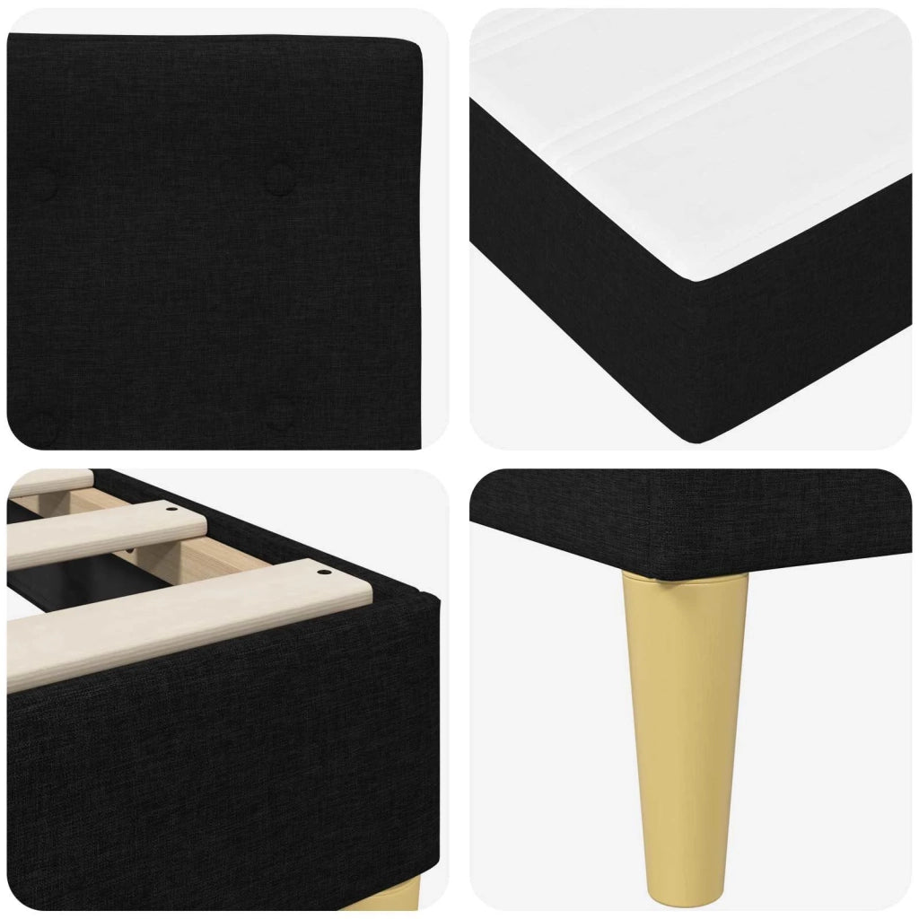 Letto singolo | Letto per adulti | Struttura letto con materasso Nero 100 x 200 cm Tessuto