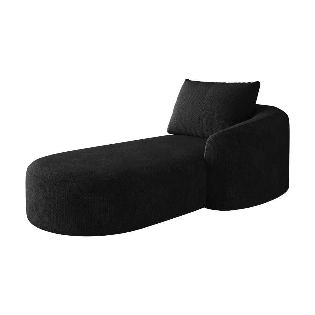 Divano angolare con chaise longue a destra e schiuma ad alta elasticità per soggiorno in tessuto nero