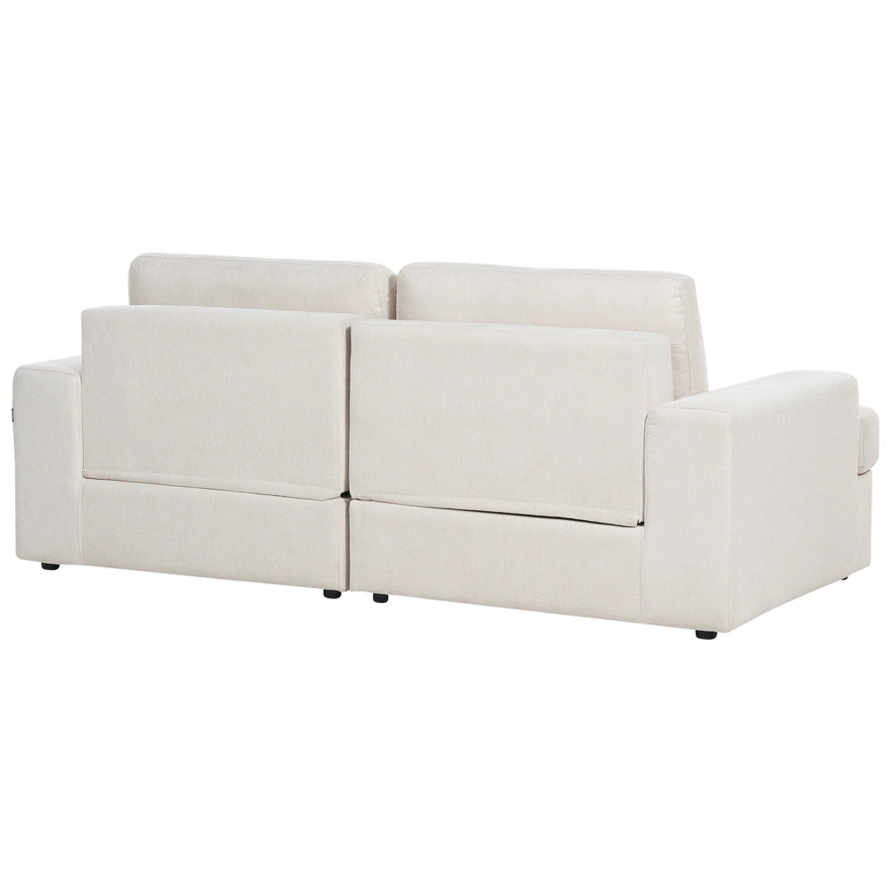 Divano Beige Tessuto Imbottito 3 Posti Schienale Imbottito Spesso Divano Soggiorno Classico