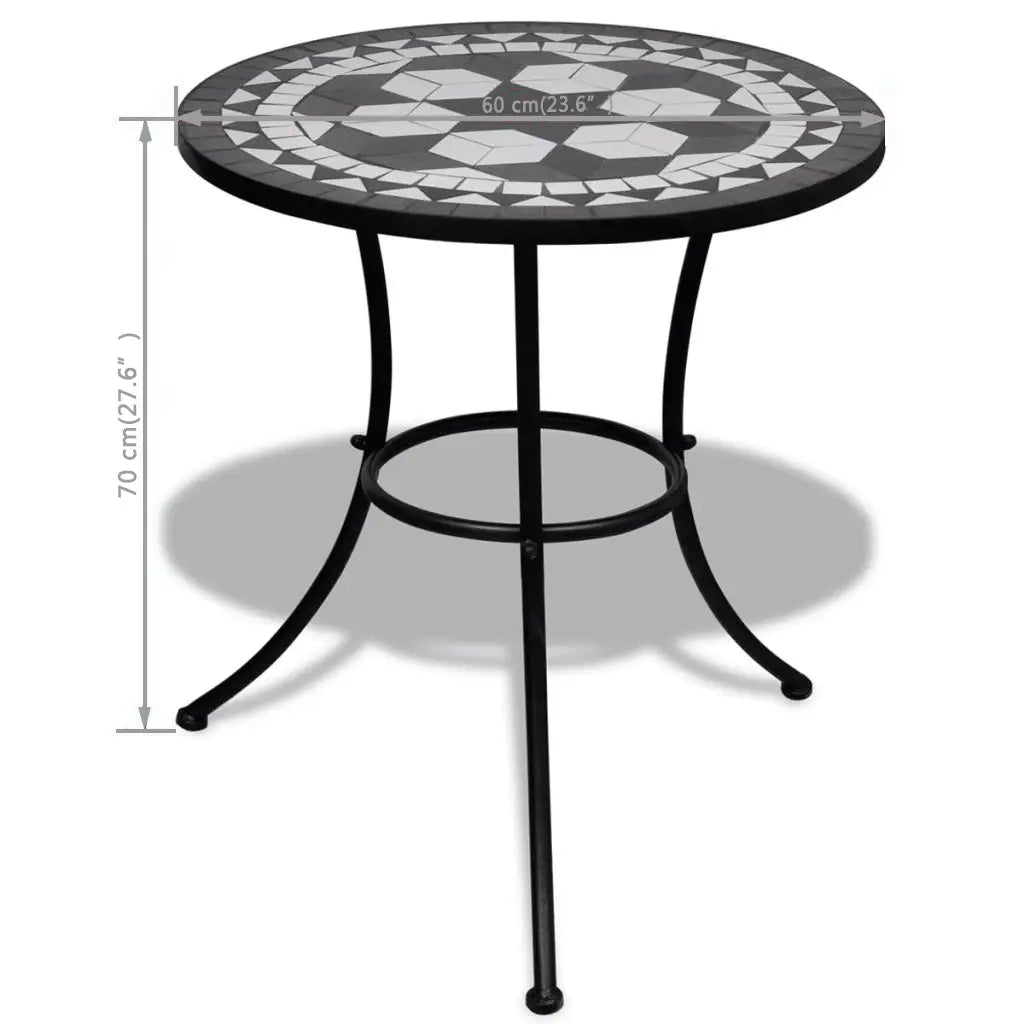 Tavolino da Giardino | Tavolo da Bistrot Nero e Bianco 60 cm a Mosaico