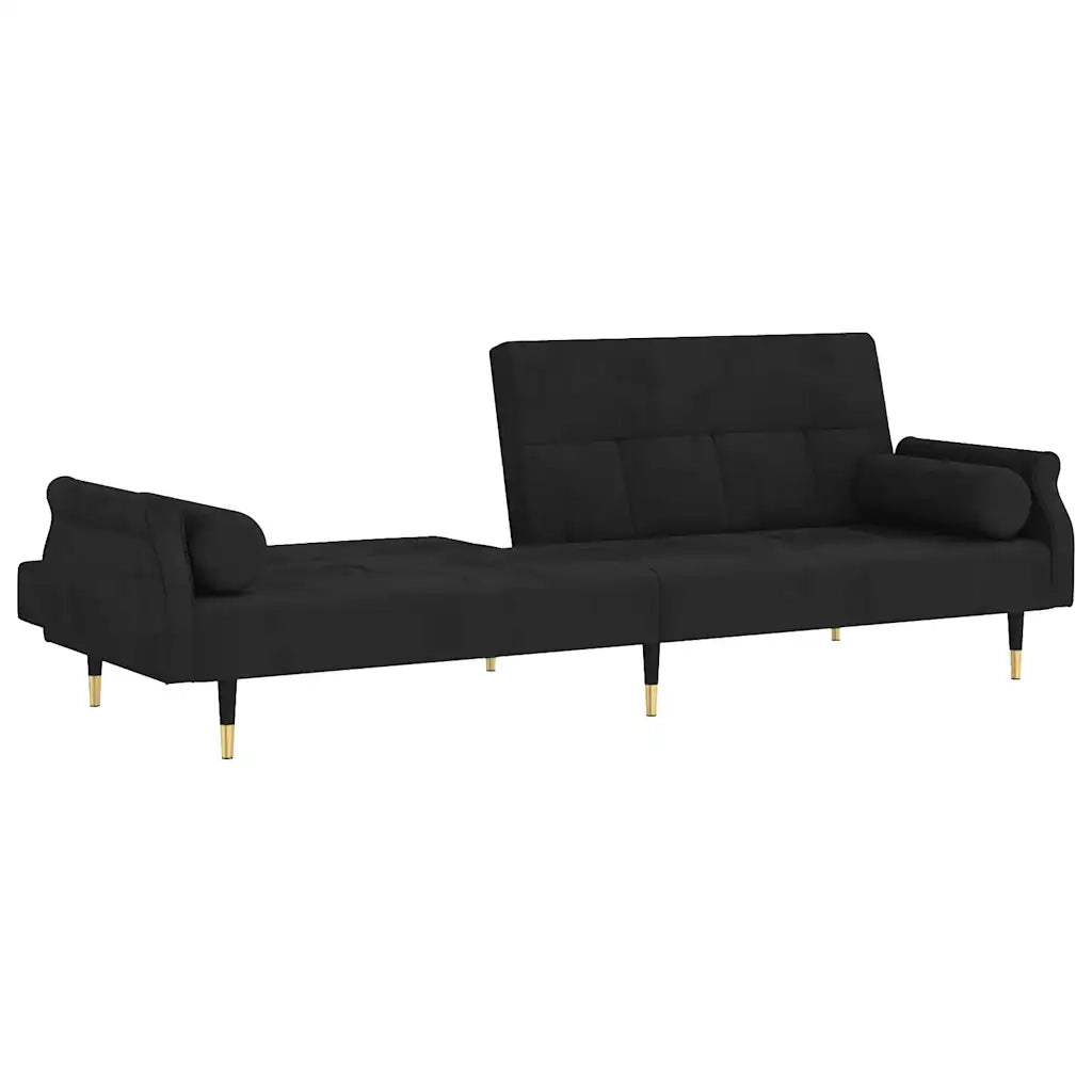Divano letto | Sof¨¤ letto | Letto singolo con Cuscini Nero in Velluto