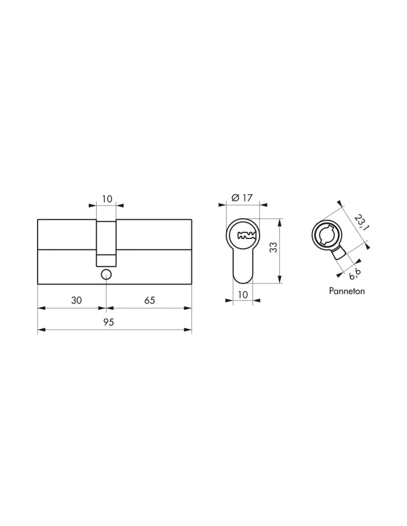 Cilindro europeo Trafic 12 30 x 65 mm, nichelato, anti-perforazione, anti-rottura, 5 chiavi – THIRARD